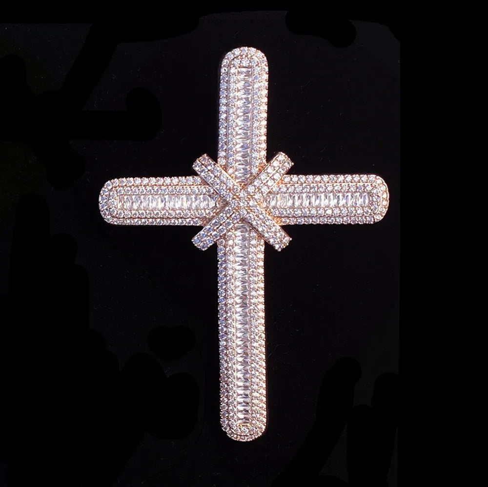 Iced Out Oversized "Grand Cross" Pendant | Men's Real Copper Big Cross Necklace - CaratixJewelry