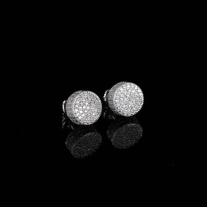 Men's Zircon Round Stud Earrings with Silver Pin | Luxury Hip Hop Jewelry | Caratix Jewelry - CaratixJewelry