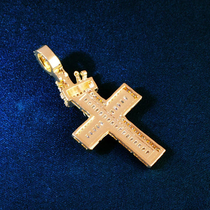 Crown Cross Pendant Necklace | CZ Iced Out Hip Hop Punk Men’s - CaratixJewelry