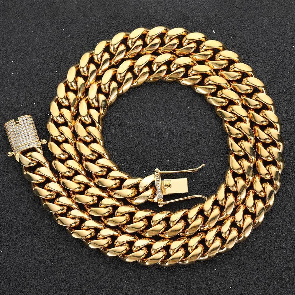 Stainless Steel Iced Out Cuban Chain Zircon Necklace for Men | Caratix Jewelry - CaratixJewelry