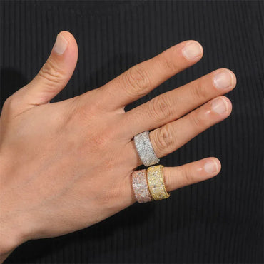 Bold Moissanite Band Ring | S925 Silver Men’s Full Iced Out Hip Hop Jewelry - CaratixJewelry