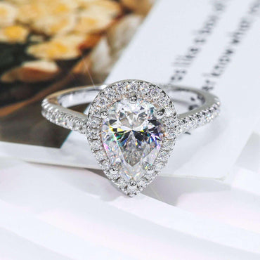 2ct Teardrop Moissanite Ring | S925 Silver Romantic Women’s Proposal Jewelry - CaratixJewelry