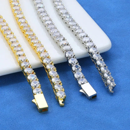 Moissanite Tennis Chain with Spring Clasp for Men – S925 Sterling Silver Luxury Hip Hop Necklace - CaratixJewelry