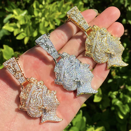 Luxury Iced Out Queen Elizabeth II Pendant | Men's Hip Hop Portrait Necklace | Full CZ Genuine Copper Jewelry | Senior Sense Bling | Caratix - CaratixJewelry