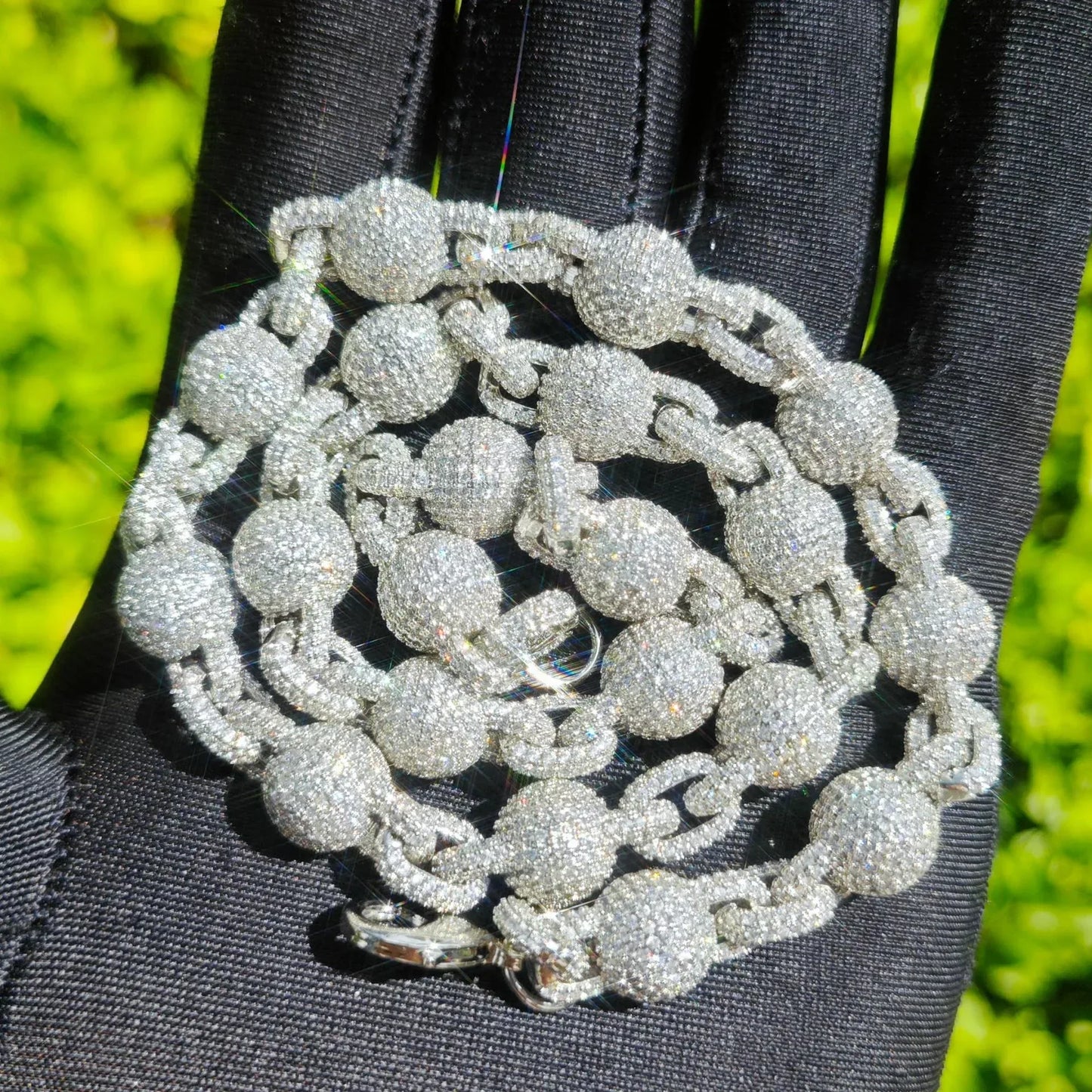 Iced Out Bead Ball Necklace with Copper & Zircon | Street Hip Hop Jewelry | Caratix Jewelry - CaratixJewelry