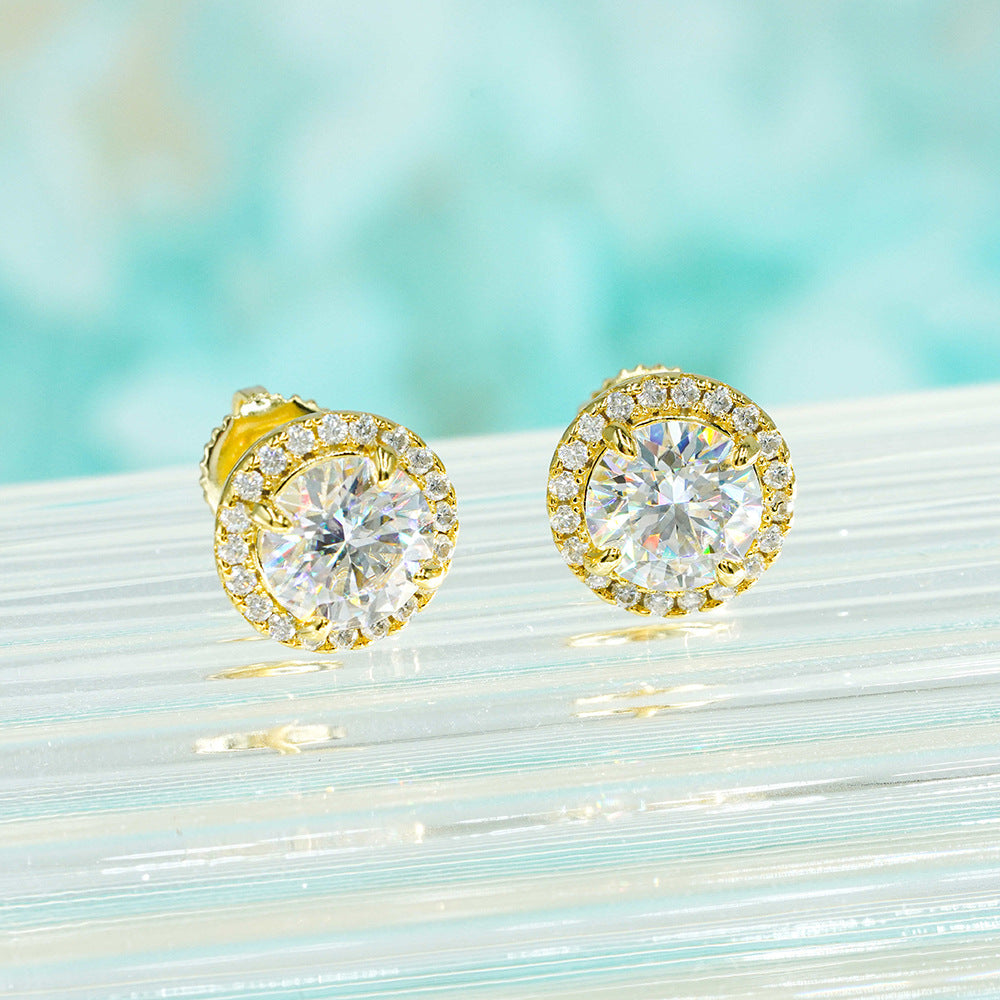 6.5mm 1ct Moissanite Stud Earrings S925 Silver | D Color VVS1 Diamond Tester | Caratix