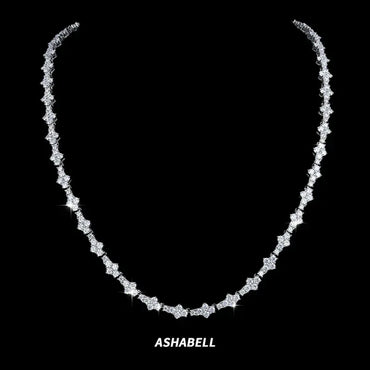 Moissanite Tennis Chain with Cross-Flower Design – S925 Sterling Silver Iced-Out Hip Hop Bracelet/Necklace - CaratixJewelry