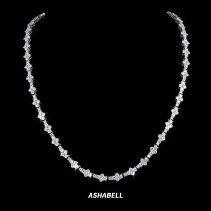 Moissanite Tennis Chain with Cross-Flower Design – S925 Sterling Silver Iced-Out Hip Hop Bracelet/Necklace - CaratixJewelry