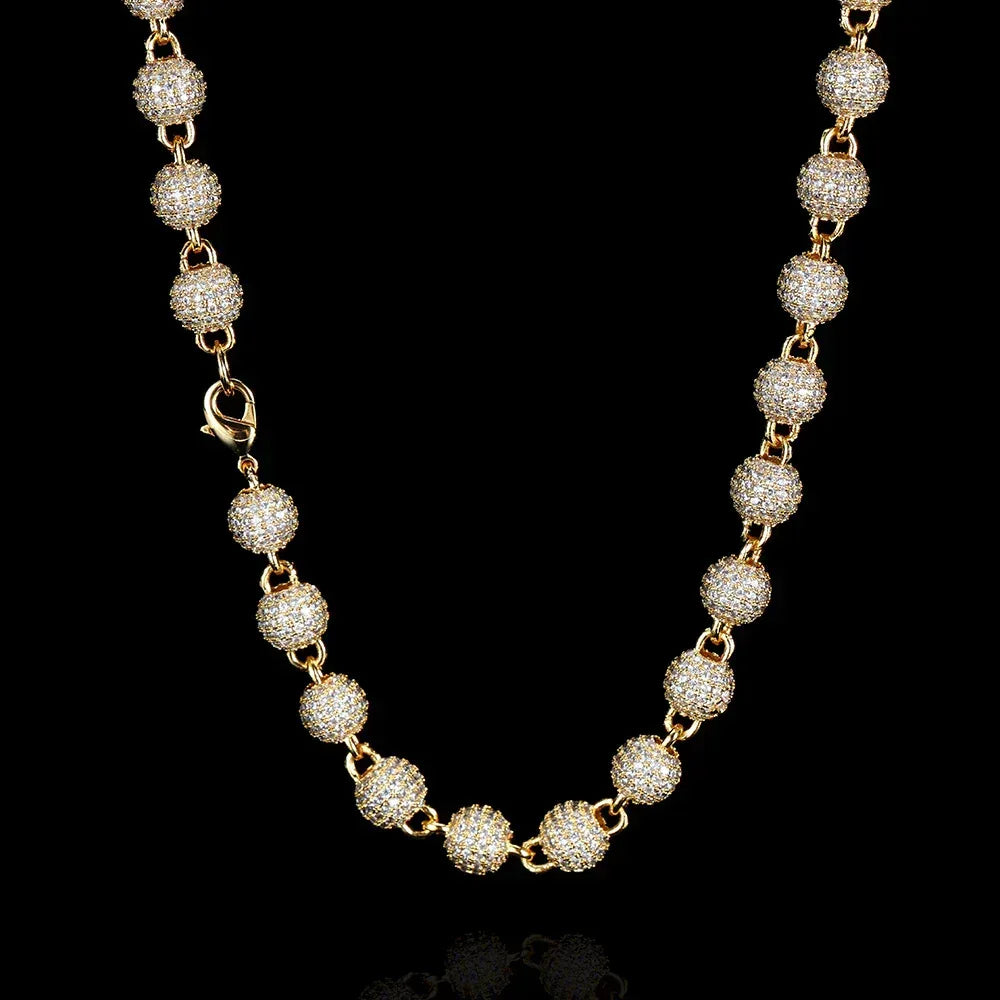 8mm Iced Out Bead Chain Zircon Hip Hop Necklace | Caratix Jewelry - CaratixJewelry