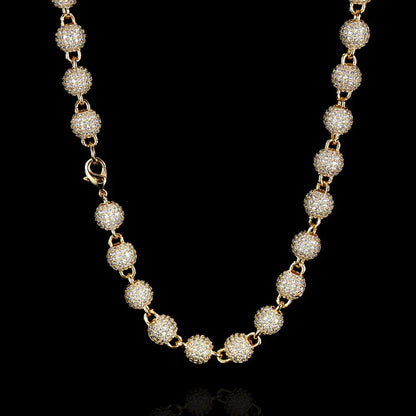 8mm Iced Out Bead Chain Zircon Hip Hop Necklace | Caratix Jewelry - CaratixJewelry