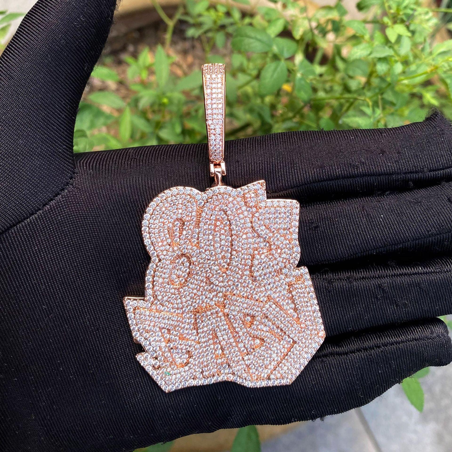 Iced Out "80S" Retro Pendant | Men's Real Copper CZ Necklace - CaratixJewelry