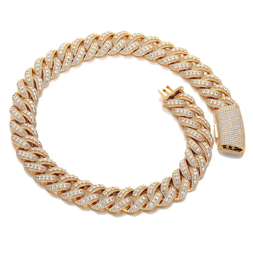 14mm Full Iced Out Bubble Cuban Set | Heavyweight Necklace & Bracelet Rapper Chain | Caratix - CaratixJewelry