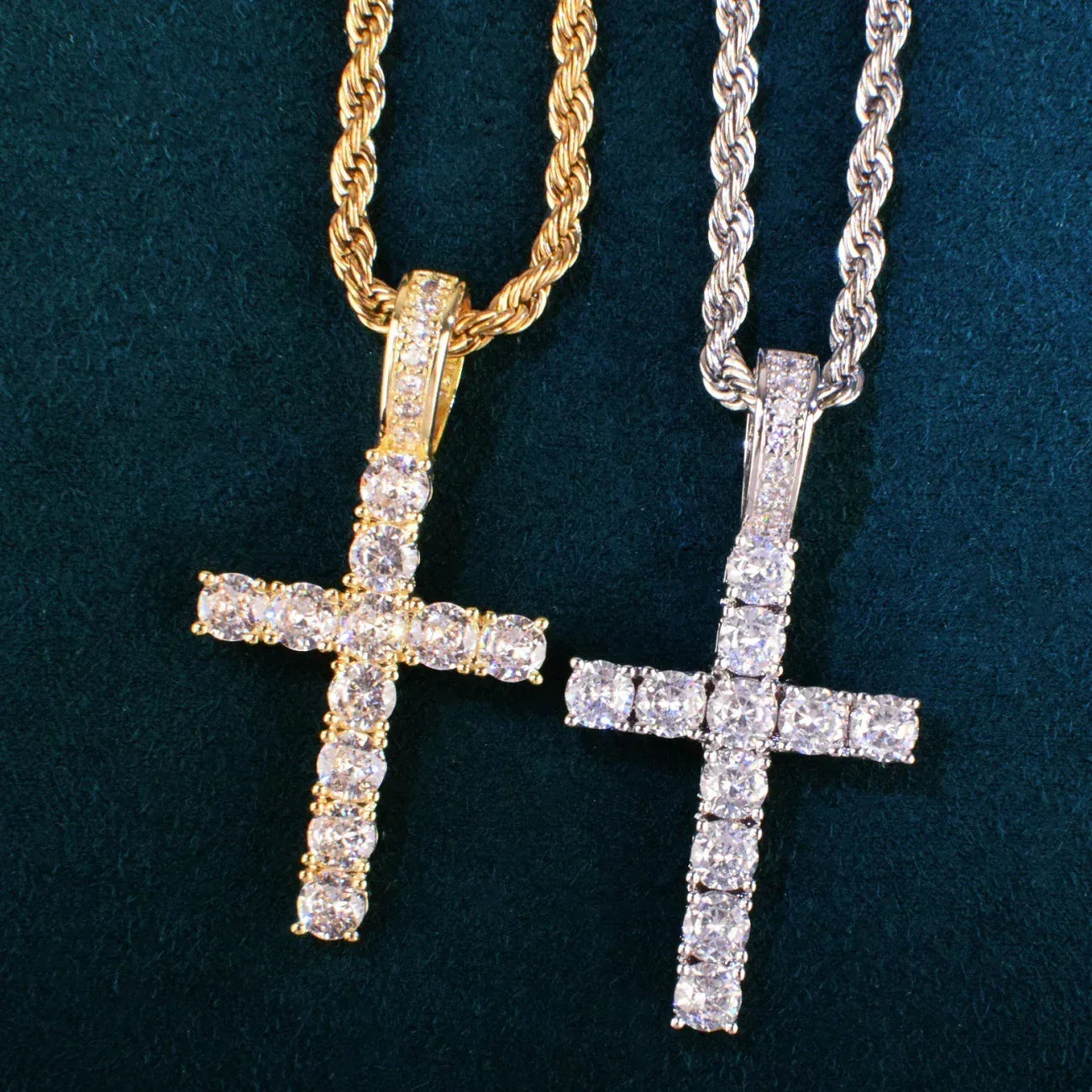 Claw-Set CZ Cross Pendant | Rock Nightclub Men’s Necklace - CaratixJewelry