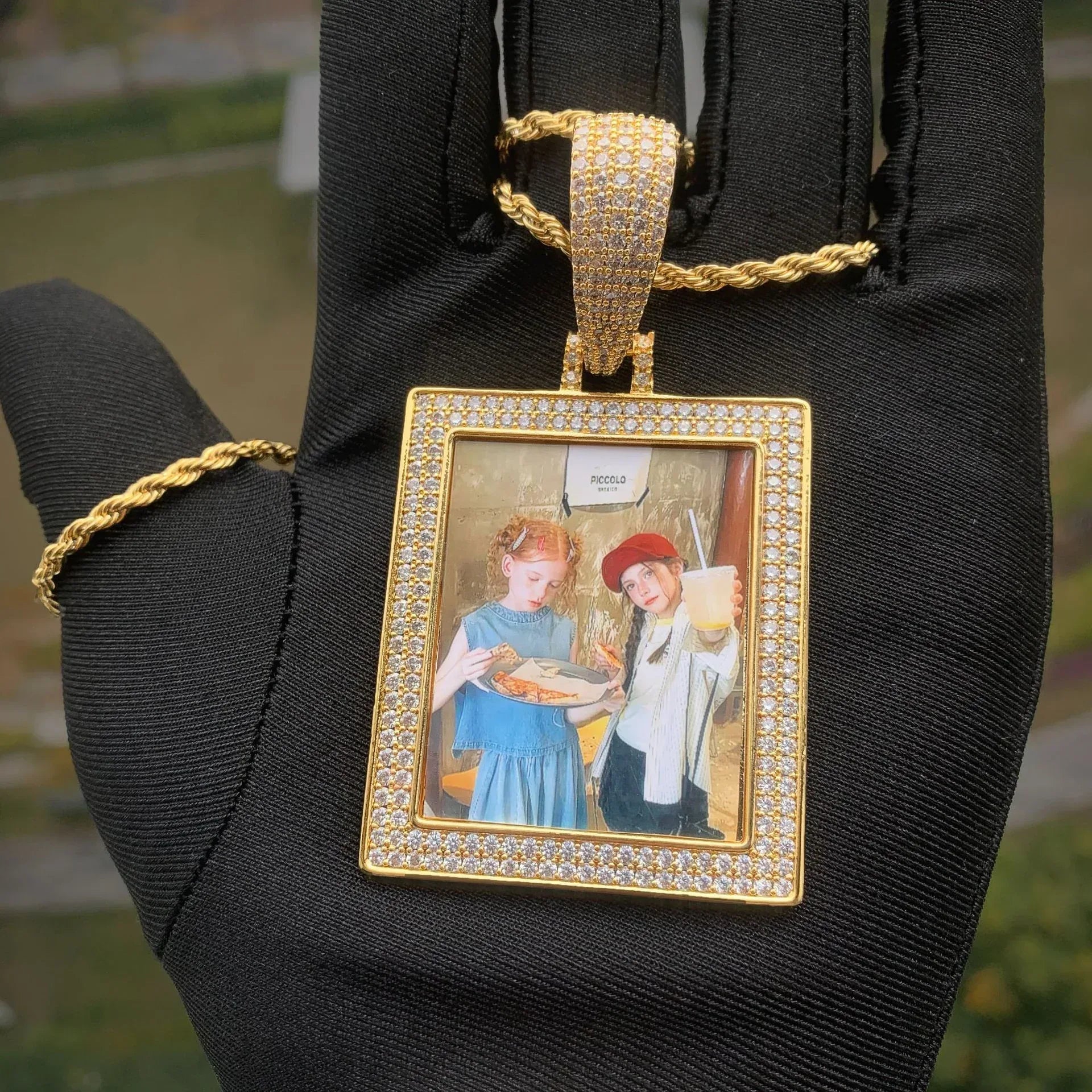 Heart Photo Frame Pendant | CZ Iced Out Custom Picture Hip Hop Necklace - CaratixJewelry