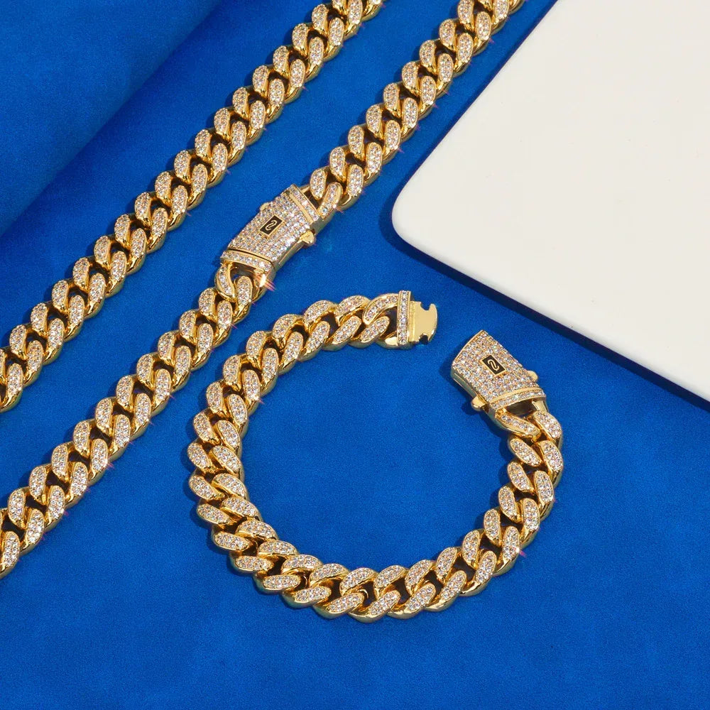 Custom 12mm Double Row Cuban Chain Moroccan Bracelet - CaratixJewelry