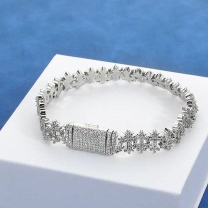 Cross Maple Leaf Zircon Hip Hop Bracelet Gold Chain Rapper Style for Men | Caratix Jewelry - CaratixJewelry