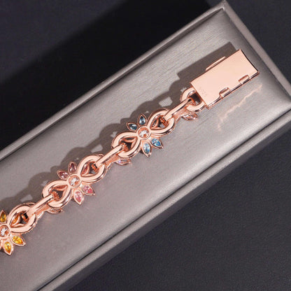 16mm Colored Moissanite Cuban Link Chain with Flower Design – S925 Sterling Silver Iced-Out Hip Hop Men’s Streetwear Necklace - CaratixJewelry