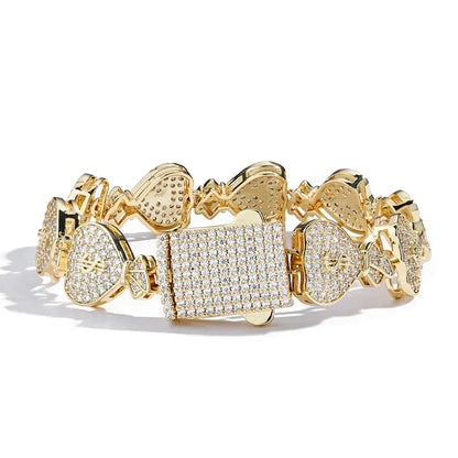 15mm Money Bag Cuban Link Bracelet with Zircon Hip Hop Jewelry - CaratixJewelry
