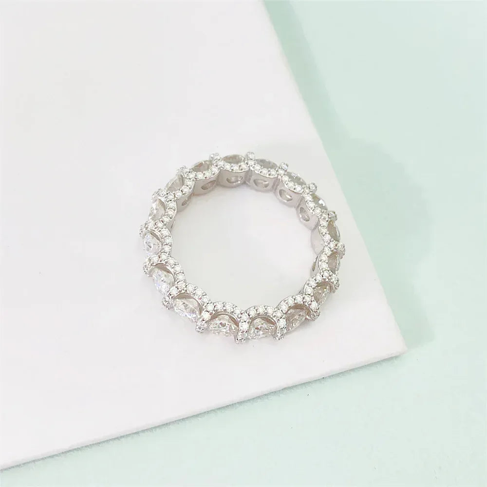 4mm Moissanite Iced Out Ring | S925 Silver Unisex Hip Hop Fashion Jewelry - CaratixJewelry