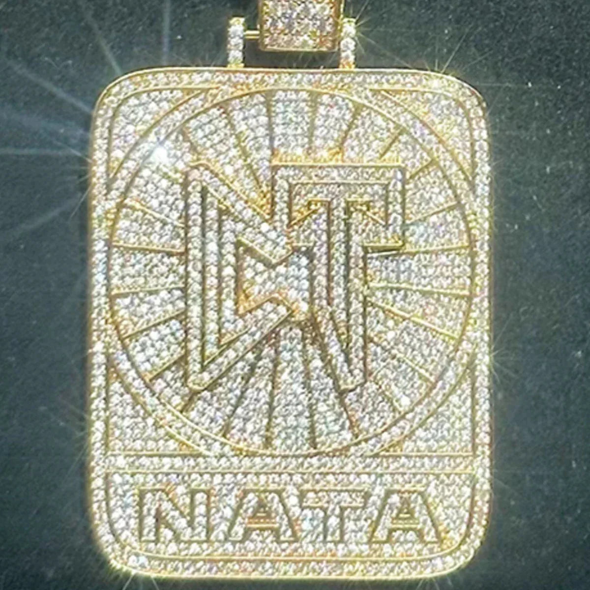 Iced Out CT NATA Pendant | Natanael Cano "Corridos Tumbados" Necklace | Premium Copper CZ Hip Hop Jewelry | Nata Montana Fan Bling | Caratix - CaratixJewelry