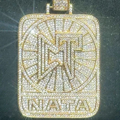Iced Out CT NATA Pendant | Natanael Cano "Corridos Tumbados" Necklace | Premium Copper CZ Hip Hop Jewelry | Nata Montana Fan Bling | Caratix - CaratixJewelry