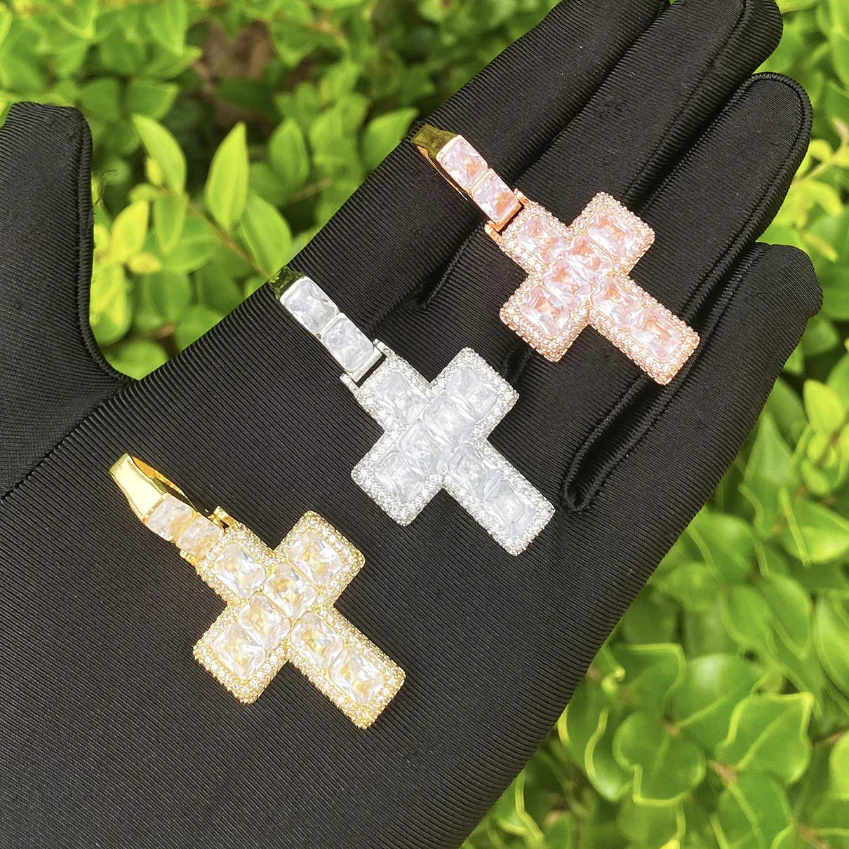 New Drop: Iced Out Mixed-Cut Cross Pendant | Men's Baguette & Round CZ Necklace - CaratixJewelry