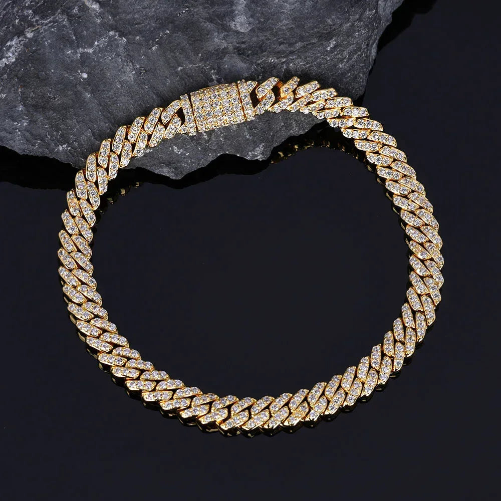 6mm Single Row Zircon Cuban Link Bracelet Luxury Hip Hop Jewelry - CaratixJewelry