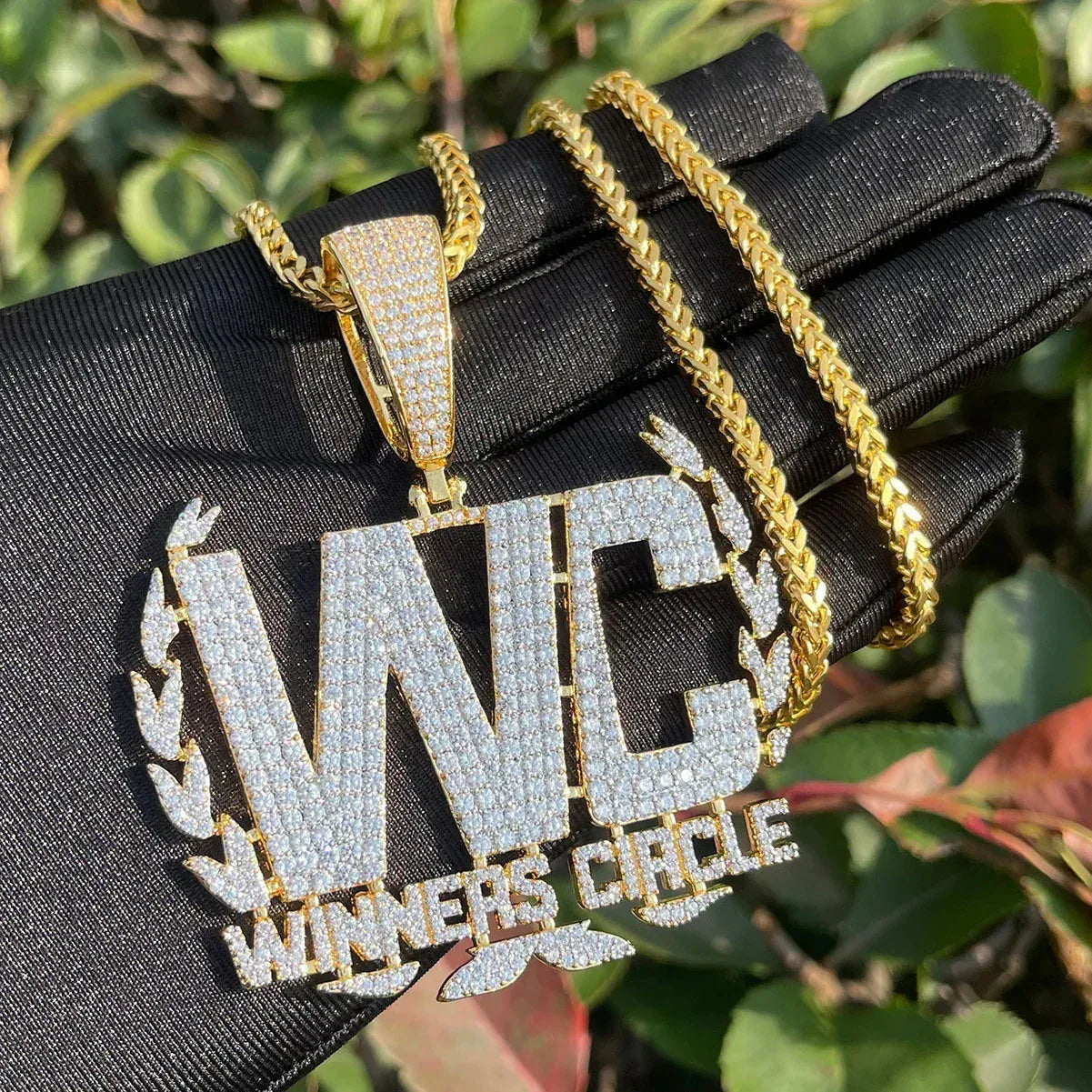 Men's West Coast Hip Hop Necklace | Premium Copper CZ Old English Font Caratix - CaratixJewelry