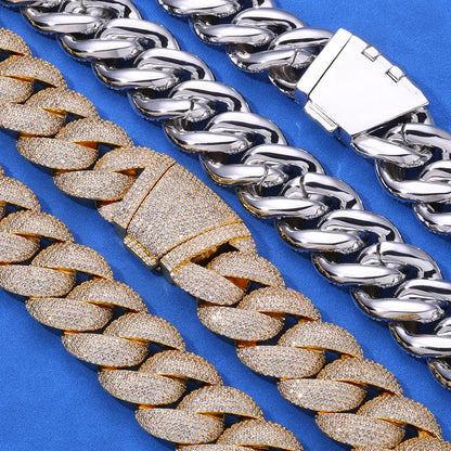 Wholesale 24mm Iced-Out Cuban Chain Necklace with Zircon Stones - CaratixJewelry