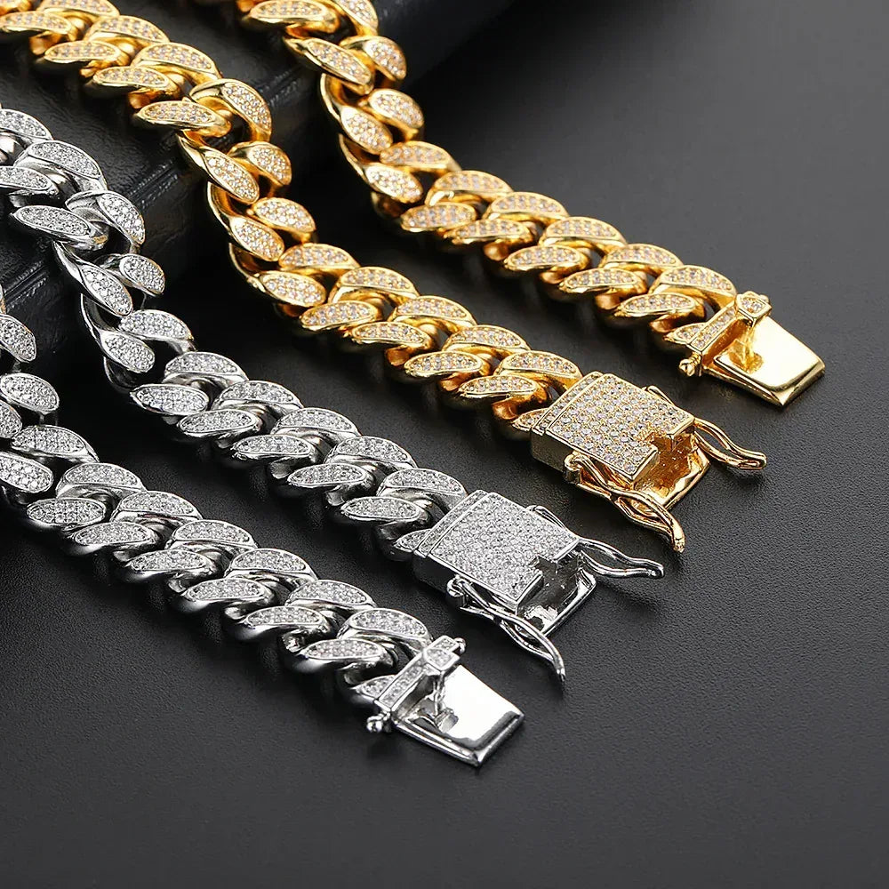 Custom 12mm Double-Row Iced Out Gold Chain Style for Rapper | Necklace & Bracelet | Caratix - CaratixJewelry