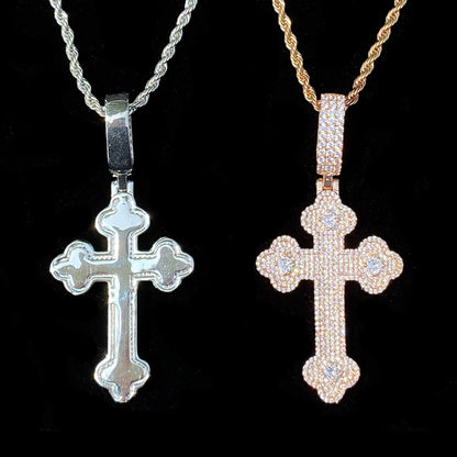 Iced Out "Cloud Cross" Pendant | Men's Real Copper CZ Necklace - CaratixJewelry