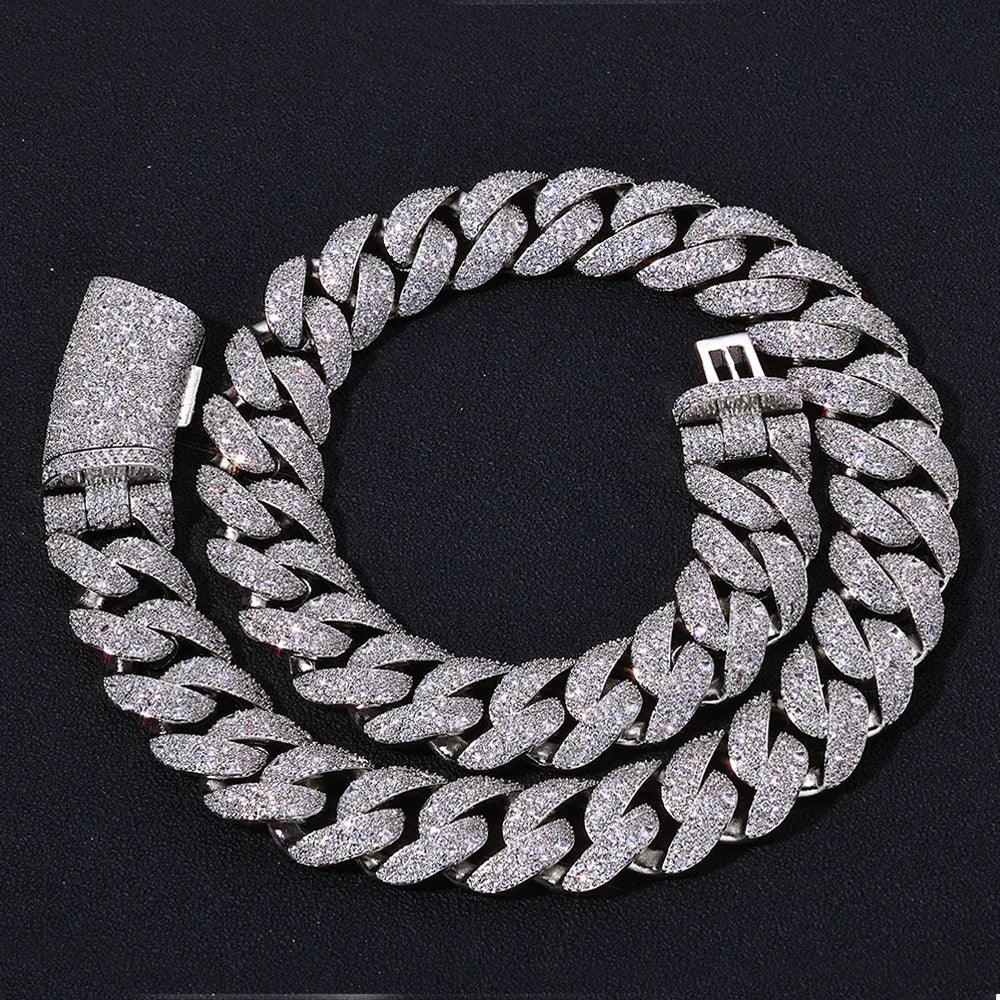22mm Iced Out Custom Cuban Chain Necklace with Box Clasp - CaratixJewelry