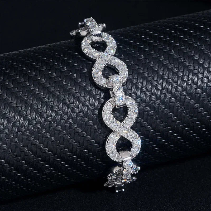 13mm Moissanite Figure-Eight Cuban Link | S925 Silver Necklace & Bracelet - CaratixJewelry
