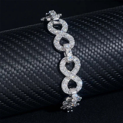 13mm Moissanite Figure-Eight Cuban Link | S925 Silver Necklace & Bracelet - CaratixJewelry