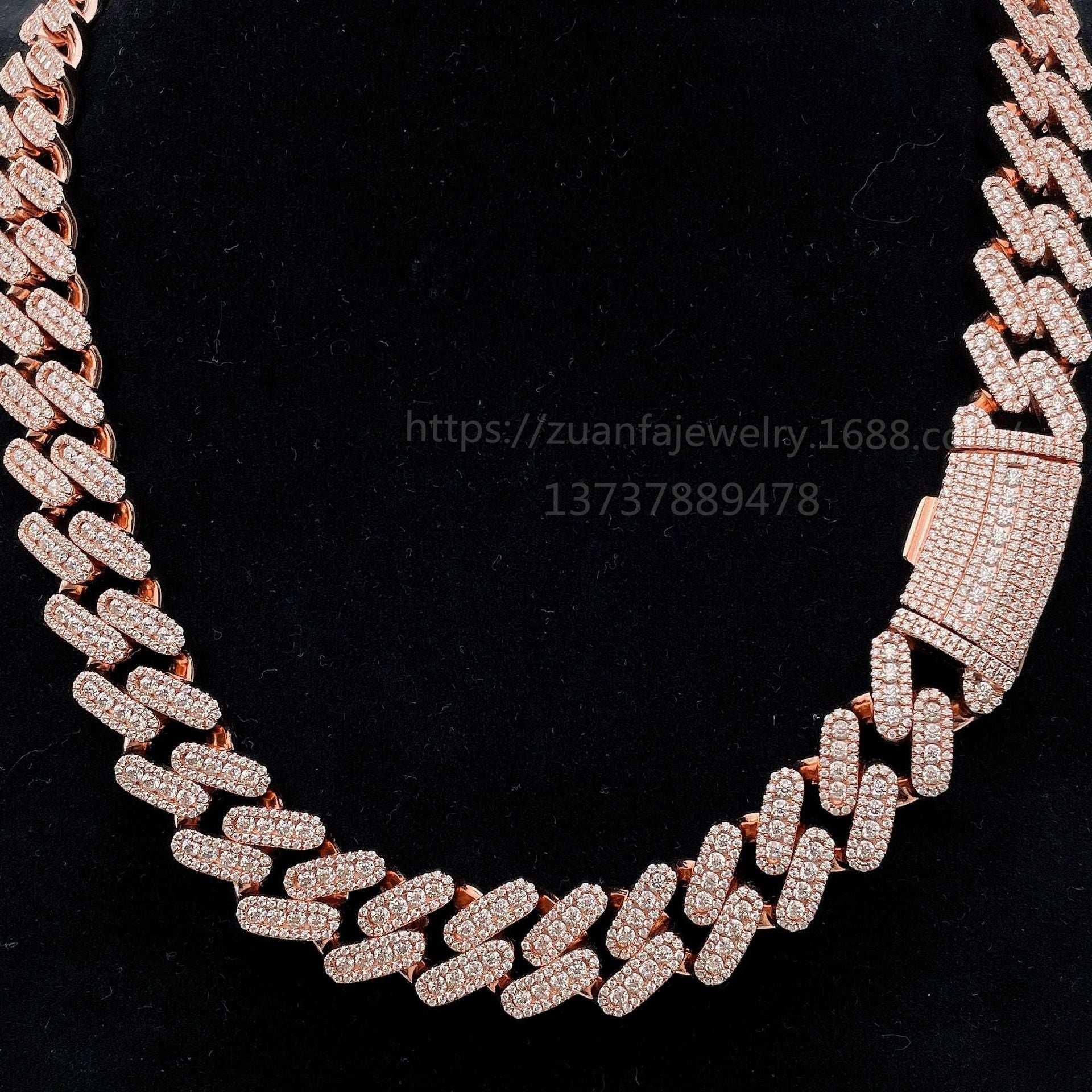 15mm Moissanite Cuban Link Necklace | S925 Silver Iced Out Hip Hop Chain - CaratixJewelry