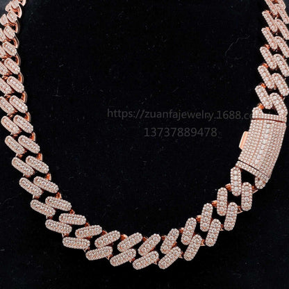 15mm Moissanite Cuban Link Necklace | S925 Silver Iced Out Hip Hop Chain - CaratixJewelry