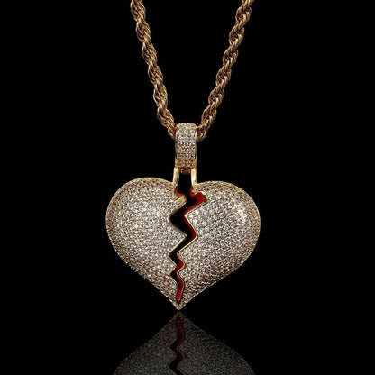 Heartbreak Pendant Necklace with Copper Frame and Zircon Stones for Couples | Caratix Jewelry - CaratixJewelry