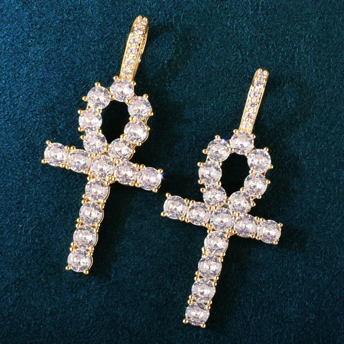 CZ Ankh Cross Pendant Necklace | Men’s Streetwear Jewelry - CaratixJewelry