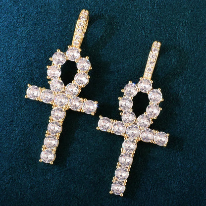 CZ Ankh Cross Pendant Necklace | Men’s Streetwear Jewelry - CaratixJewelry