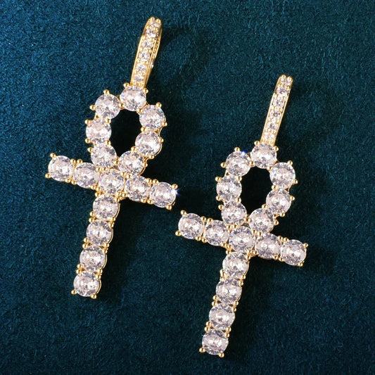 CZ Ankh Cross Pendant Necklace | Men’s Streetwear Jewelry - CaratixJewelry