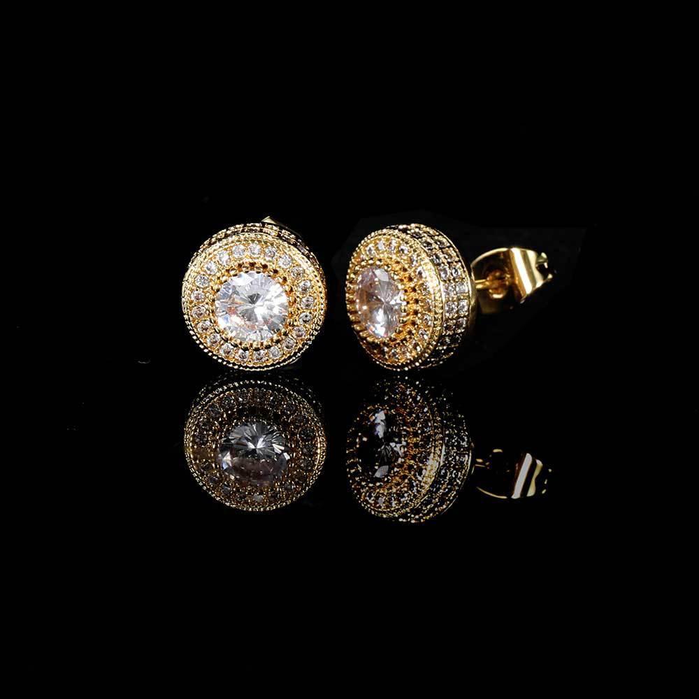 Round Full Zircon Stud Earrings for Men and Women | Trendy Hip Hop Jewelry | Caratix Jewelry - CaratixJewelry