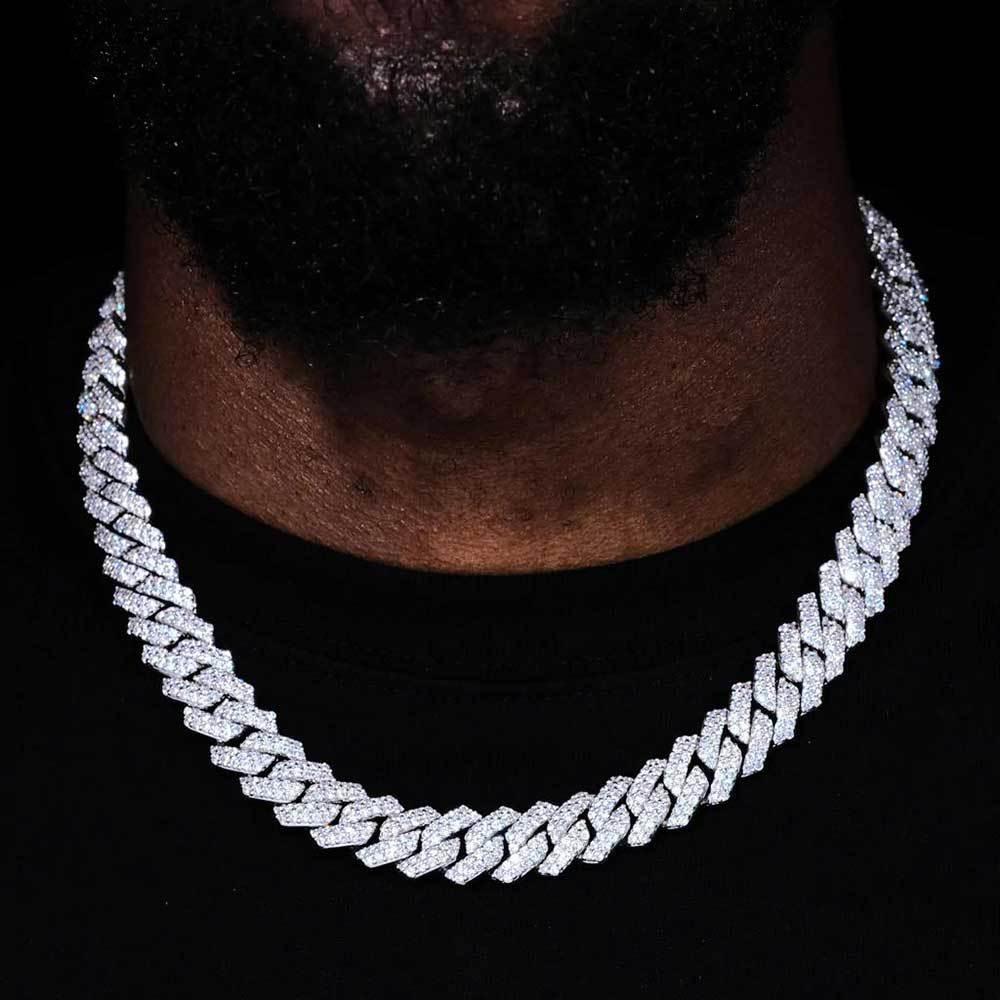 14mm Iced Out Cut Cuban Chain Necklace Double Row Zircon - CaratixJewelry
