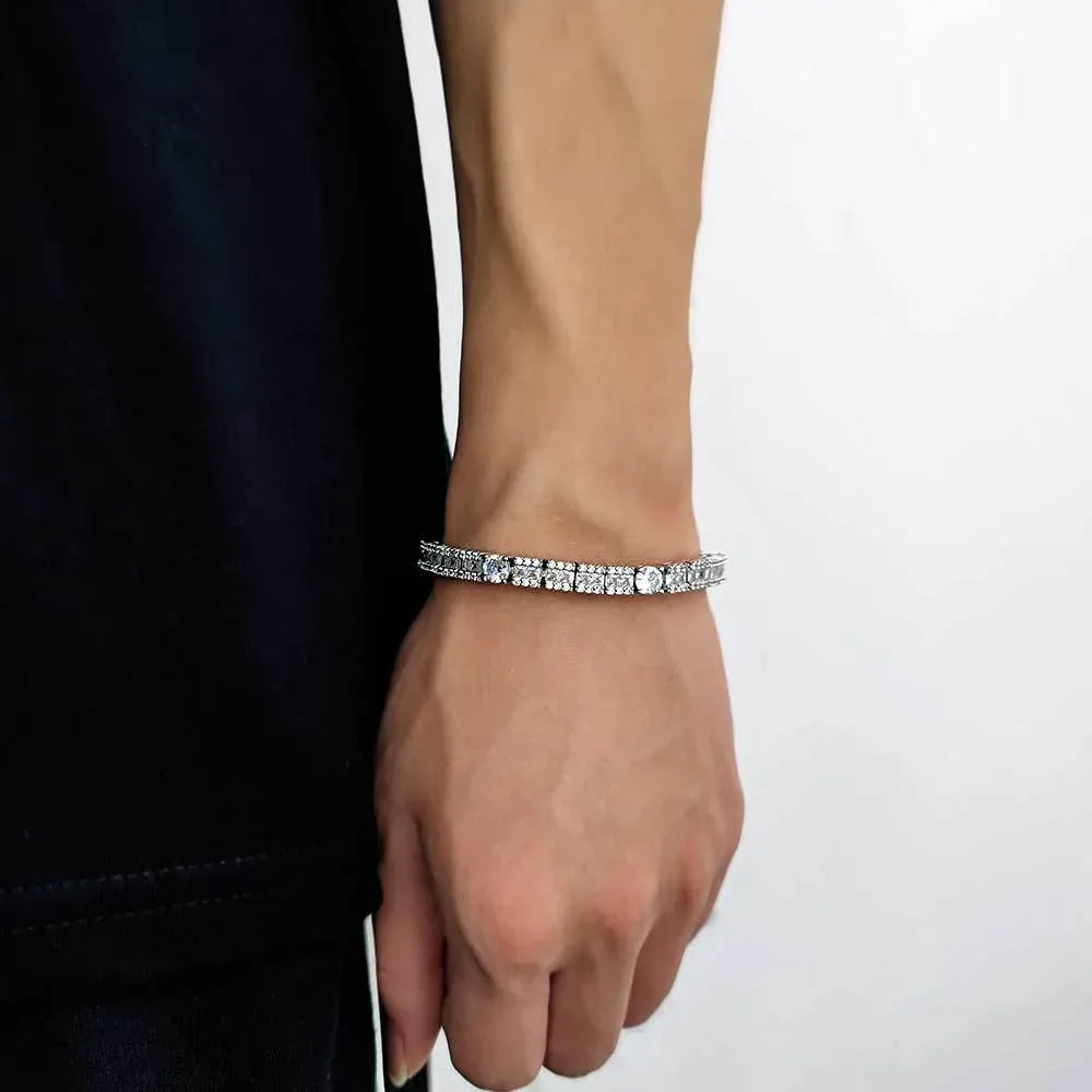 Custom 6mm Mixed-Cut Round & Square Tennis Chain Hip Hop Bling | Caratix - CaratixJewelry