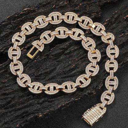 16mm T Cut Zircon Pig Nose Cuban Chain Hip Hop Jewelry - CaratixJewelry