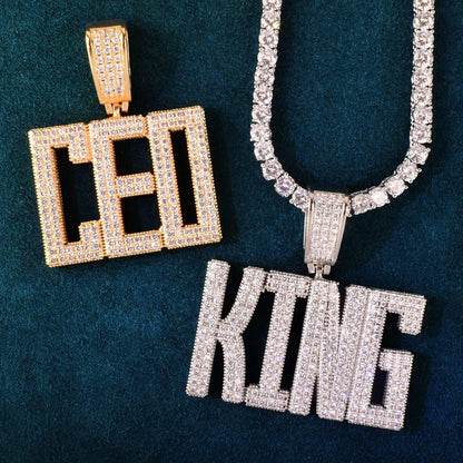 Iced Out Letter Necklace | Custom Alphabet CZ Pendant Trendy Streetwear Jewelry - CaratixJewelry