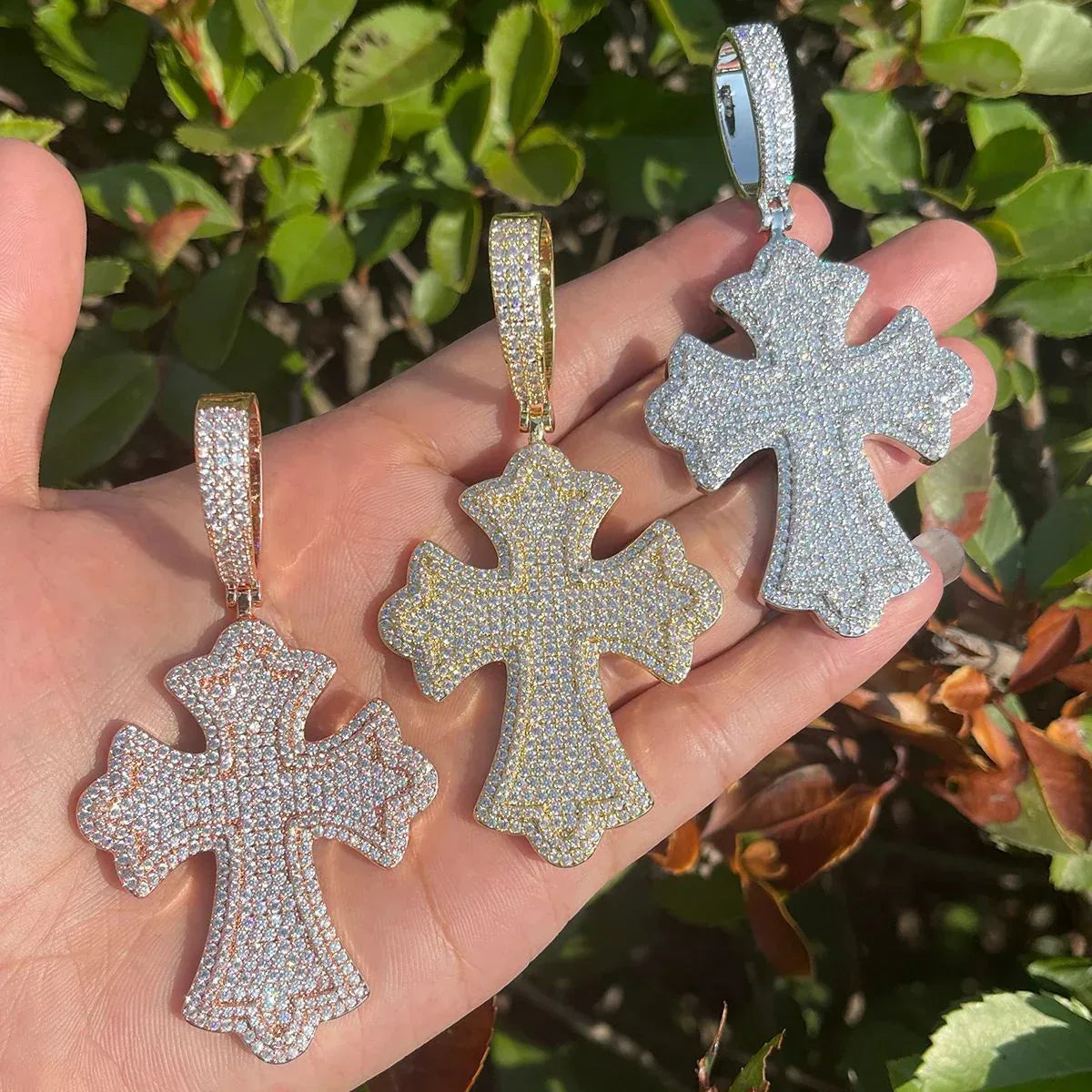 Iced Out Ornate Cross Pendant | Men's Baroque Pattern Necklace Caratix - CaratixJewelry
