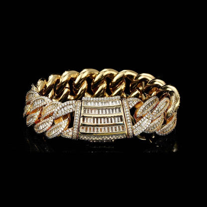 Custom Baguette Mixed-Cut Cuban Bracelet | Miami Clasp - CaratixJewelry