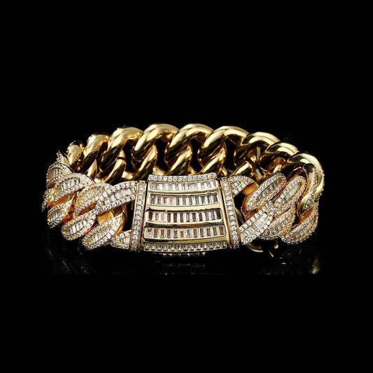 Custom Baguette Mixed-Cut Cuban Bracelet | Miami Clasp - CaratixJewelry