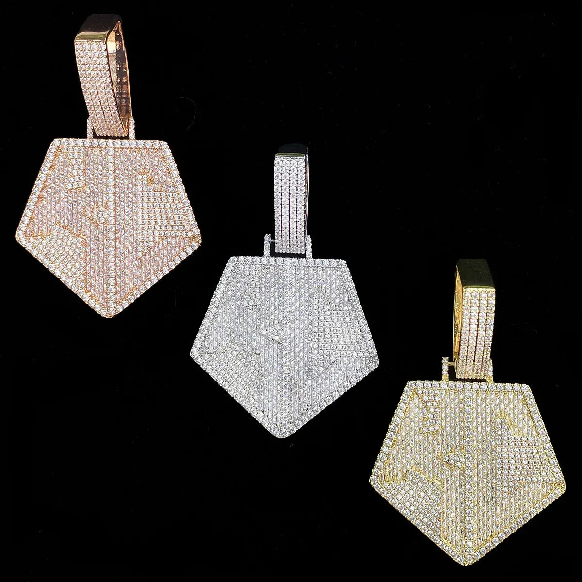 Iced Out "KC" Letters Pendant | Men's Initial / Kansas City Necklace - CaratixJewelry