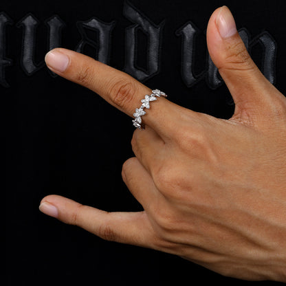 Dainty Moissanite Butterfly Ring 925 Silver Open | Caratix